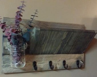 Rustic Home Decor, Key Rack, Mail Holder, Mail Organizer, Key Hook, cabin decor, House warming gift ,Wall hanging, Gift, Farmhouse decor