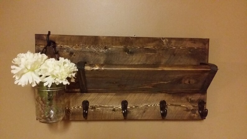 Rustic Mail Holder, Home Decor, Wood Mail Holder, Mail Organizer, Key Holder, Key rack, House warming, Hostess gift, Rustic Decor, farmhouse image 3