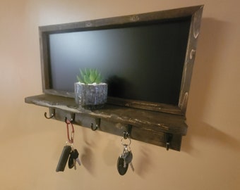 Estante de pizarra, llavero rústico, pizarra, decoración rústica para el hogar, decoración de granja, llavero de pizarra, decoración rústica, tablero de mensajes, regalo
