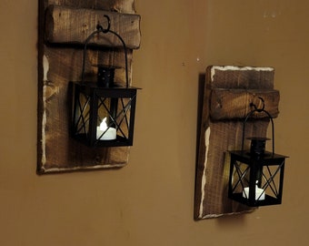 Wood sconces, Rustic Home Decor, Farmhouse Decor,  Mini sconces, Mini Lanterns, Rustic Decor, 10 x 5 Lantern Holders