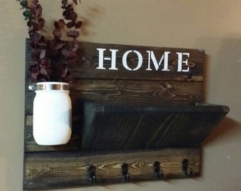 Rustic Home Decor, Mail Holder, Home Sign, Rustic Wood Decor, Mail Organizer, Key Holder,  Home sign,House warming, Farmhouse decor