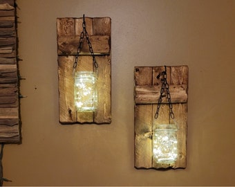 Lighting Decor, Hostess gift, candle holders, Farmhouse Decor, hanging Mason jar Lights, sconces, Rustic Gift,  Rustic home Decor