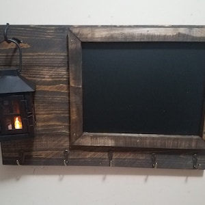 Chalkboard Key holder, Rustic Key Holder, Chalkboard , Rustic Wood decor, Farmhouse Decor, House warming, Rustic decor, message board, gift image 2