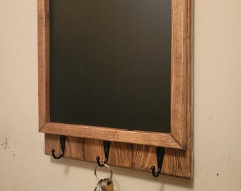 Reclaimed Wood Chalkboard Key Holder, Rustic Farmhouse Decor, Message Board