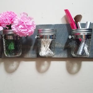 Bathroom organizer, Rustic Decor, Mason jar, Mason jar organizer, Bath set, Mason jar decor , Rustic Farmhouse, Bathroom set, gift image 4