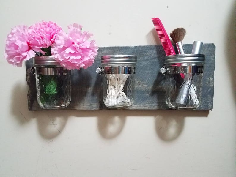 Bathroom organizer, Rustic Decor, Mason jar, Mason jar organizer, Bath set, Mason jar decor , Rustic Farmhouse, Bathroom set, gift image 4