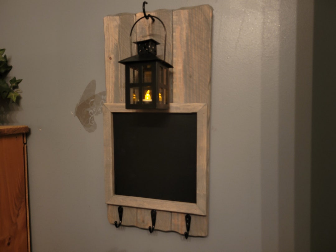 Rustic Key Display Rustic Wood Chalkboard Key Holder, Lantern Decor, Farmhouse Style - Etsy