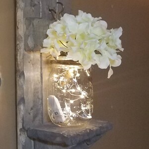 Rustic Home Decor, sconces, Valentine gift, Farmhouse Decor, Set of Sconces, Candle holders, Lighted Jars, Gift, Set of 2, Rustic Decor image 5