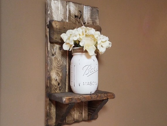 Rustic Home Decor, Mason Jar vase, Sconces, Farmhouse Decor, Rustic Decor,  Rustic Sconces, Rustic Shelf, Mason Jar Decor