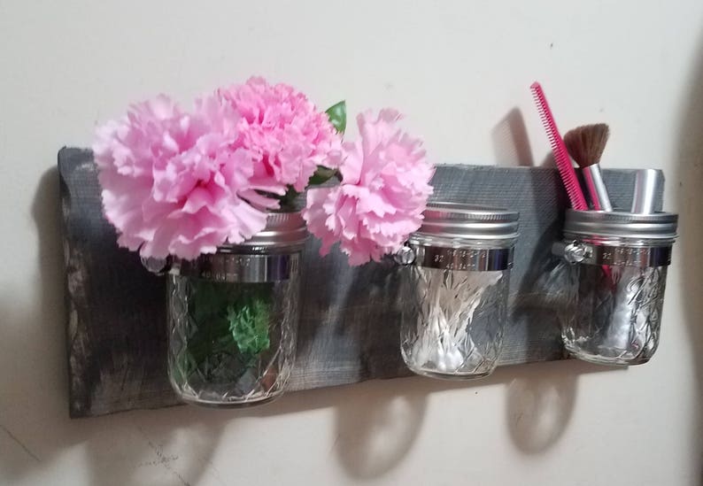 Bathroom organizer, Rustic Decor, Mason jar, Mason jar organizer, Bath set, Mason jar decor , Rustic Farmhouse, Bathroom set, gift image 2