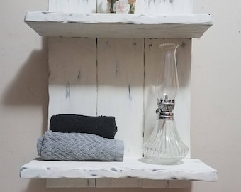 Estante de estilo rústico, estante para baño, estante desgastado, estante de madera, decoración del hogar, estante desgastado, decoración rústica del hogar, decoración del baño, ideas de decoración