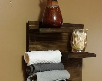 Reclaimed Wood Shelf, Rustic Bathroom Decor, Country Style Wall Organizer
