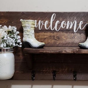 Home Sweet Home, Rustic shelf, Home Decor, Wall Decor, wall shelf, Rustic Key Holder, House warming, Farmhouse decor, Entry way shelf image 3