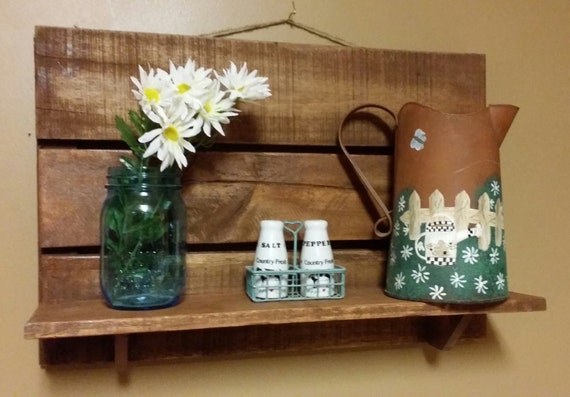 Rustic Pallet Shelf Kitchen Shelf Bathroom Shelf Towl Etsy