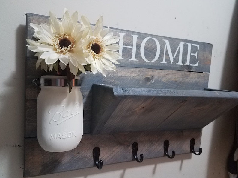 Mail Holder, Key rack, Rustic Home Decor, Farmhouse Decor, Home Sign, Mail Holder, Rustic Decor, House warming, Hostess gift, Coat rack, imagem 4