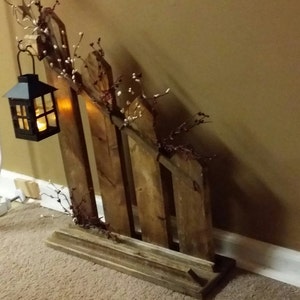 Farmhouse Decor ,Primitive decor, Rustic picket fence, lantern, cottage decor, country decor, Housewarming gift, Rustic Decor, Unique Decor image 2