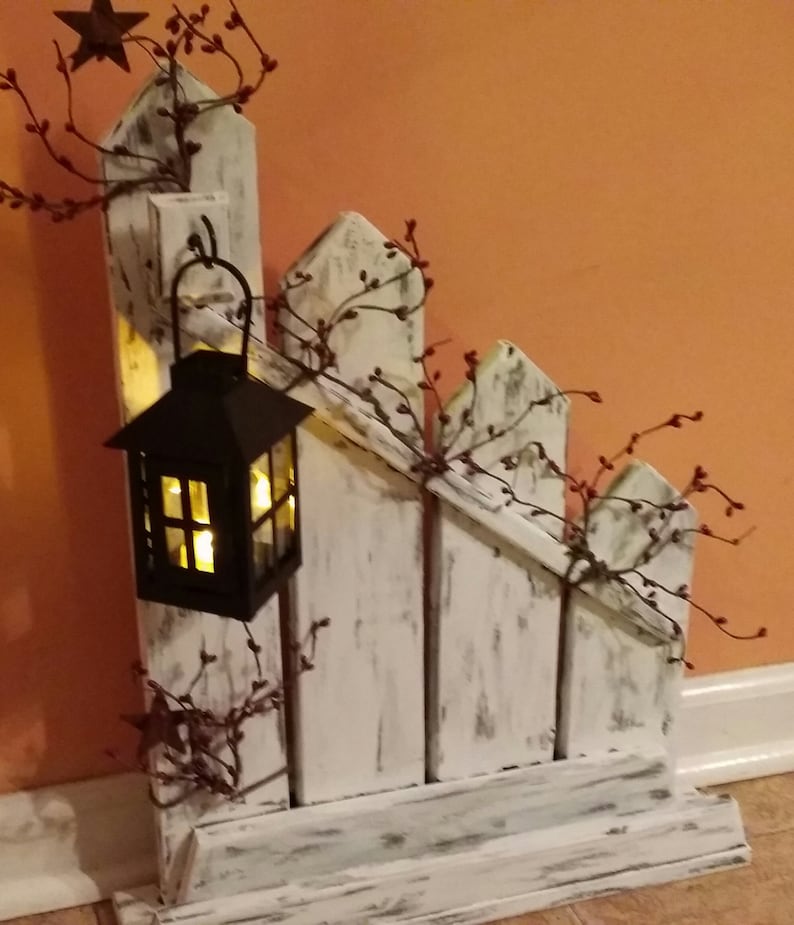 Rustic Home Decor Picket fence lantern candle holder Etsy