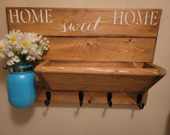 Rustic Home Decor,  Key Holder, Rustic Decor, Key Rack, Home Sign,  Mail Holder, Mail Organizer,  Farmhouse Decor, House warming gift