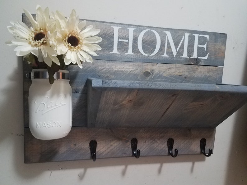 Mail Holder, Key rack, Rustic Home Decor, Farmhouse Decor, Home Sign, Mail Holder, Rustic Decor, House warming, Hostess gift, Coat rack, imagem 2