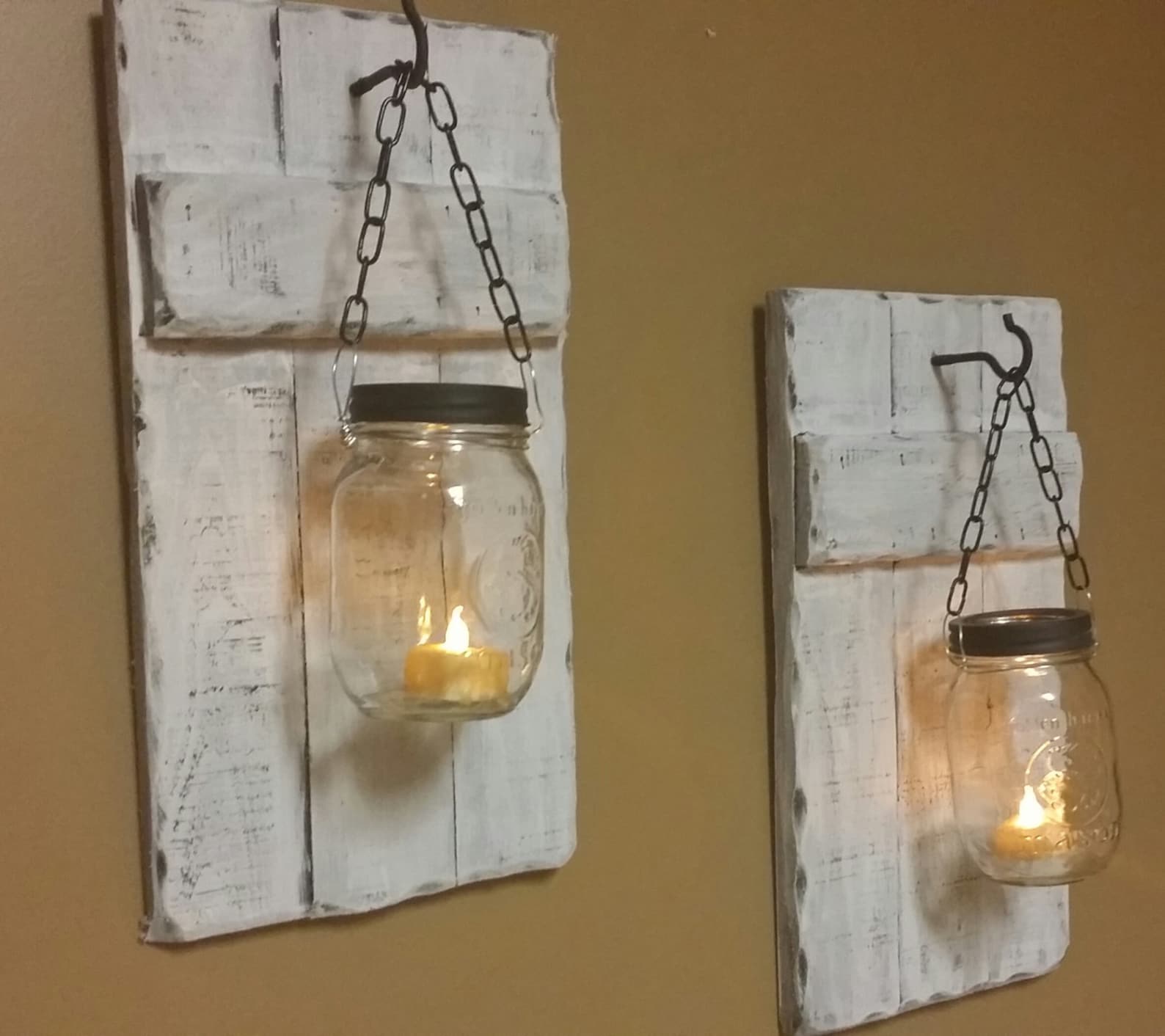 Mason Jar Candle holder set Rustic distressed Candle holders Etsy