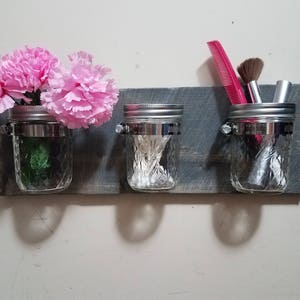 Bathroom organizer, Rustic Decor, Mason jar, Mason jar organizer, Bath set, Mason jar decor , Rustic Farmhouse, Bathroom set, gift image 1