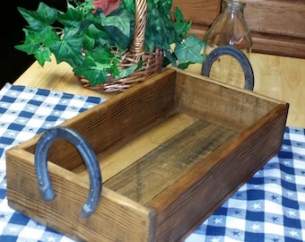 Farmhouse Decor, Rustic Decor, Country Kitchen, centerpiece, serving tray, Bread or Roll box, horseshoe Decor,  Home Decor , gift