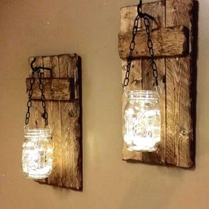 Rustic Home Decor, Candle holders, Farmhouse Sconces, Country Home Decor,  Farmhouse decor,  Firefly lights, gift, Rustic sconces set of 2.