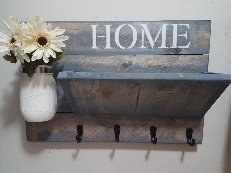 Mail Holder, Key rack, Rustic Home Decor, Farmhouse Decor, Home Sign, Mail Holder, Rustic Decor, House warming, Hostess gift, Coat rack, imagem 3