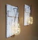 Rustic Home Decor, Candle holders , valentine gift, hanging jars, 2 sconces, Rustic Decor, Lighted jars, lights Rustic sconces set of 2. 