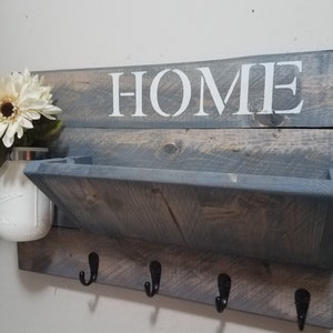 Mail Holder, Key rack, Rustic Home Decor, Farmhouse Decor, Home Sign, Mail Holder, Rustic Decor, House warming, Hostess gift, Coat rack, Bild 1