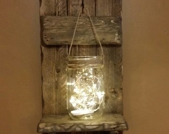 Rustic Decor, candle holders, Rustic Home Decor, Log cabin decor , Mason Jars, Farmhouse decor, Shelf, Housewarming gift, sconces, Handmade