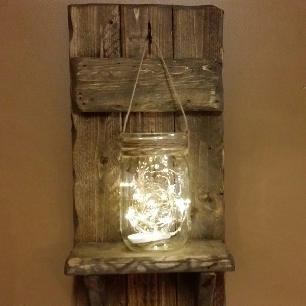 Rustic Decor, candle holders, Rustic Home Decor, Log cabin decor , Mason Jars, Farmhouse decor, Shelf, Housewarming gift, sconces, Handmade