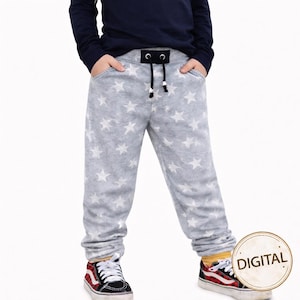 Symönster "Chillbuxe" • Joggingbyxor storlekar 56-146 • med paneler och muddar • PDF A4 • Sömnad av barnbyxor • Lämplig för nybörjare