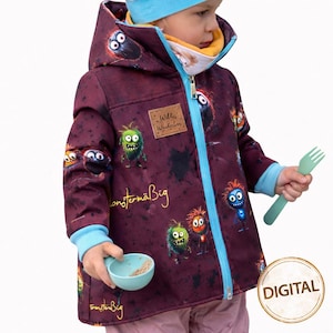 Patrón de costura para parka infantil (tallas 80-146) | Instrucciones de costura en PDF | Capucha, bolsillos y tapeta de botones | A4, A0 y proyector | Cómo coser una chaqueta infantil