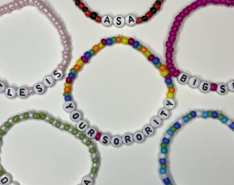 Sorority Sister Beaded Bracelet, Greek Life Gift