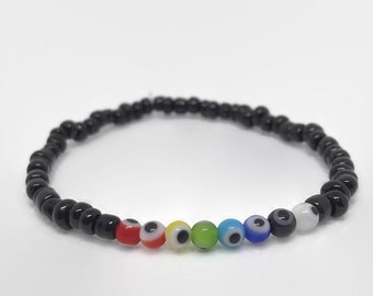 Rainbow Evil Eye Bracelet / Trendy Bracelet / Evil Eye / Beaded Bracelet / Protection Bracelet