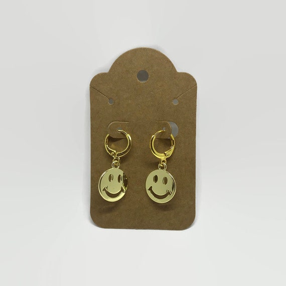 Smiley Face Earrings Gold Smiley Face Earrings Huggie Earrings Dangle  Earrings Smiley Face Jewelry/ Silver Smiley Face Earrings
