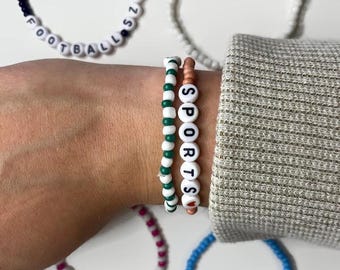 Girly Sports Bracelet, I love football, Go team, So sporty