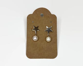 Star Pearl Dangle Earrings