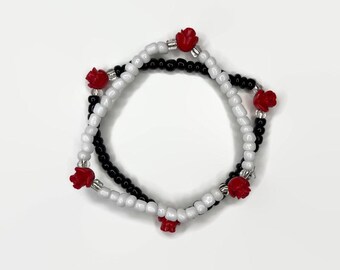 Rose Beaded Bracelet with Small Beads