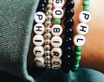 Philly Bracelet: Go Birds, PHL, Iggles, Eagles Beaded Bracelet