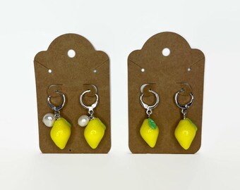 Lemon Huggie Dangle Earrings