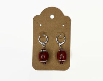 Glass Football Dangle Earrings - Eclectic Jewelry