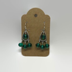 Green Chandelier Style Dangle Earrings