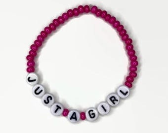 Just a Girl Beaded Bracelet, Customizable Girly Gift