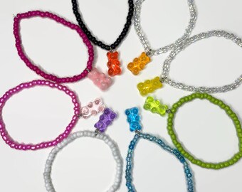 Gummy Bear Charm Beaded Bracelet, Customizable Colors