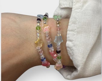 Whimsical Colorful Star Summer Beaded Bracelet