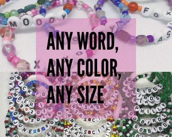 Custom Beaded Name Bracelet: Personalized Word Jewelry