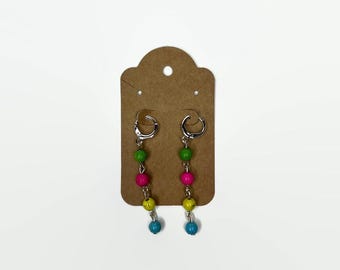 Colorful Ball Huggie Dangle Earrings