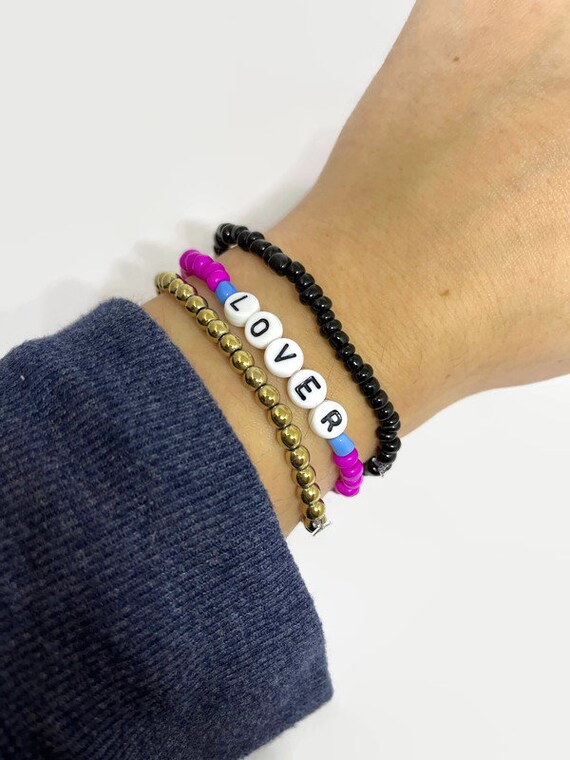 Taylor Swift Merch,Taylor Swift Bracelets,Taylor Swift Gifts,Fan Colorful Bracelet English Name Bracelet Set English Name Rice Bead Bracelet Bohemian